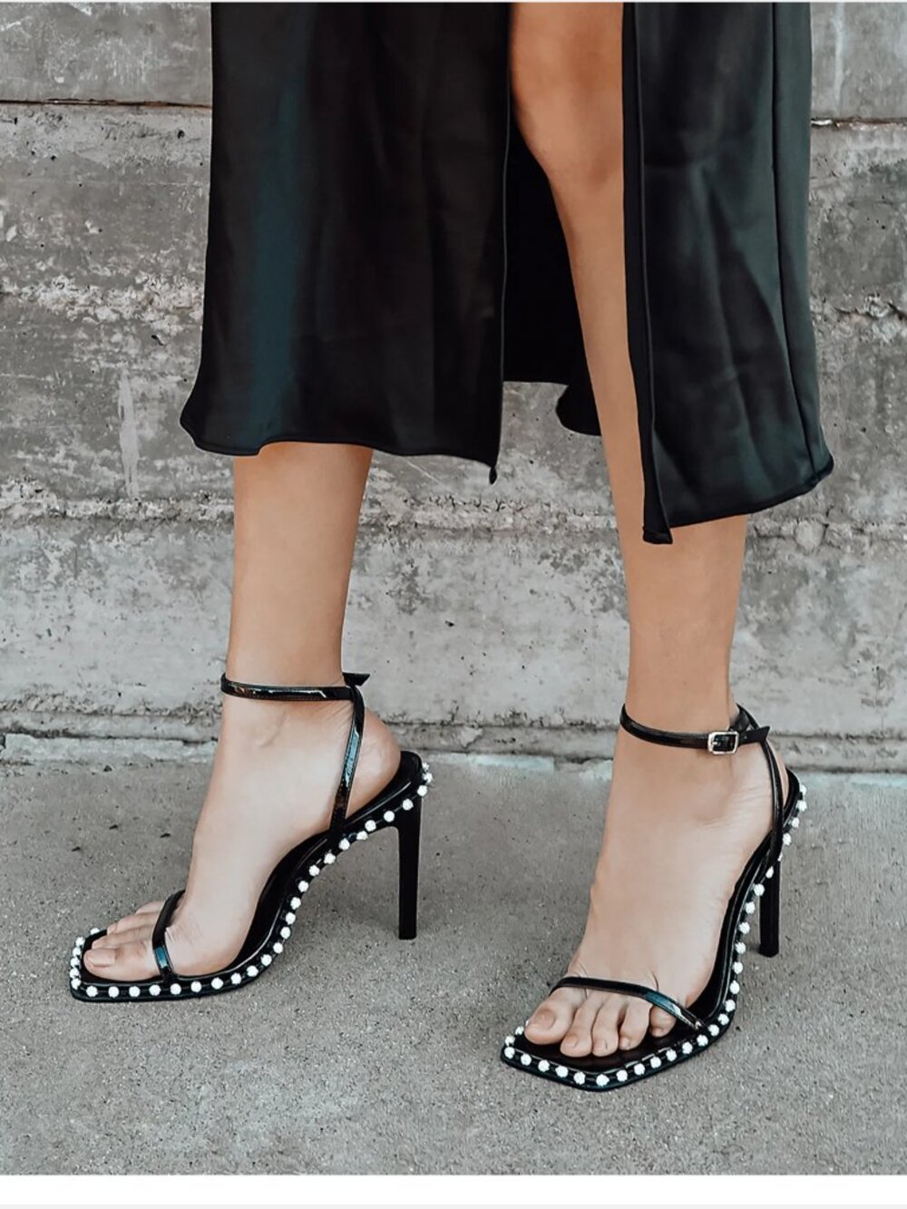 Steve Madden Zelle Black Rhinestone High Heel Strappy Sandals Women US 8M